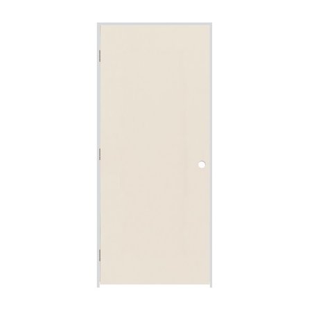 CODEL DOORS 28" x 84" x 1-3/8" Primed Hardboard Hollow Core Flush 4-9/16" RH Prehung Door w/Satin Nickel Hinges 2470FHCPHBRH154916
